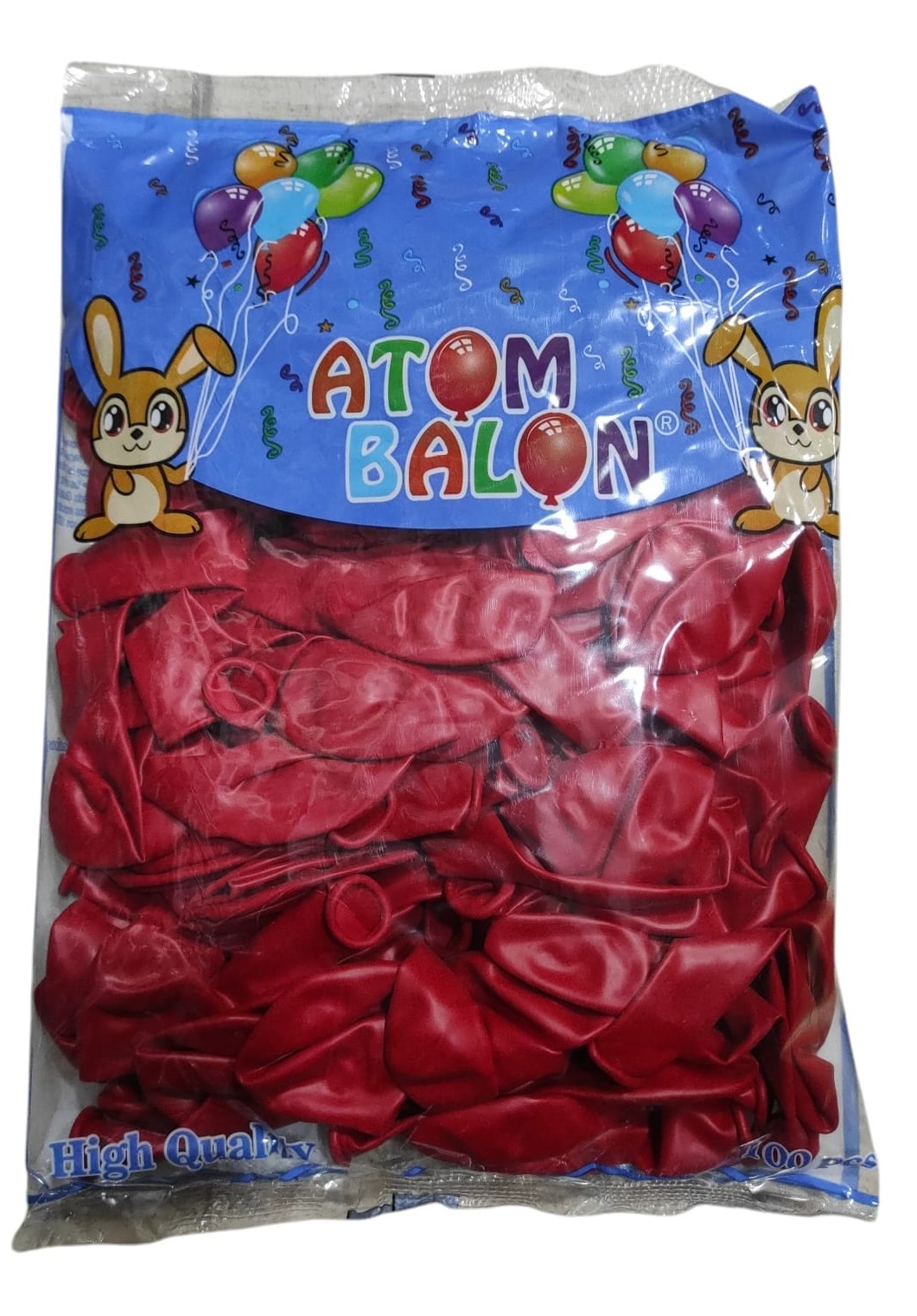 toptan atom pastel kırmızı balon 12 inç 100 lü